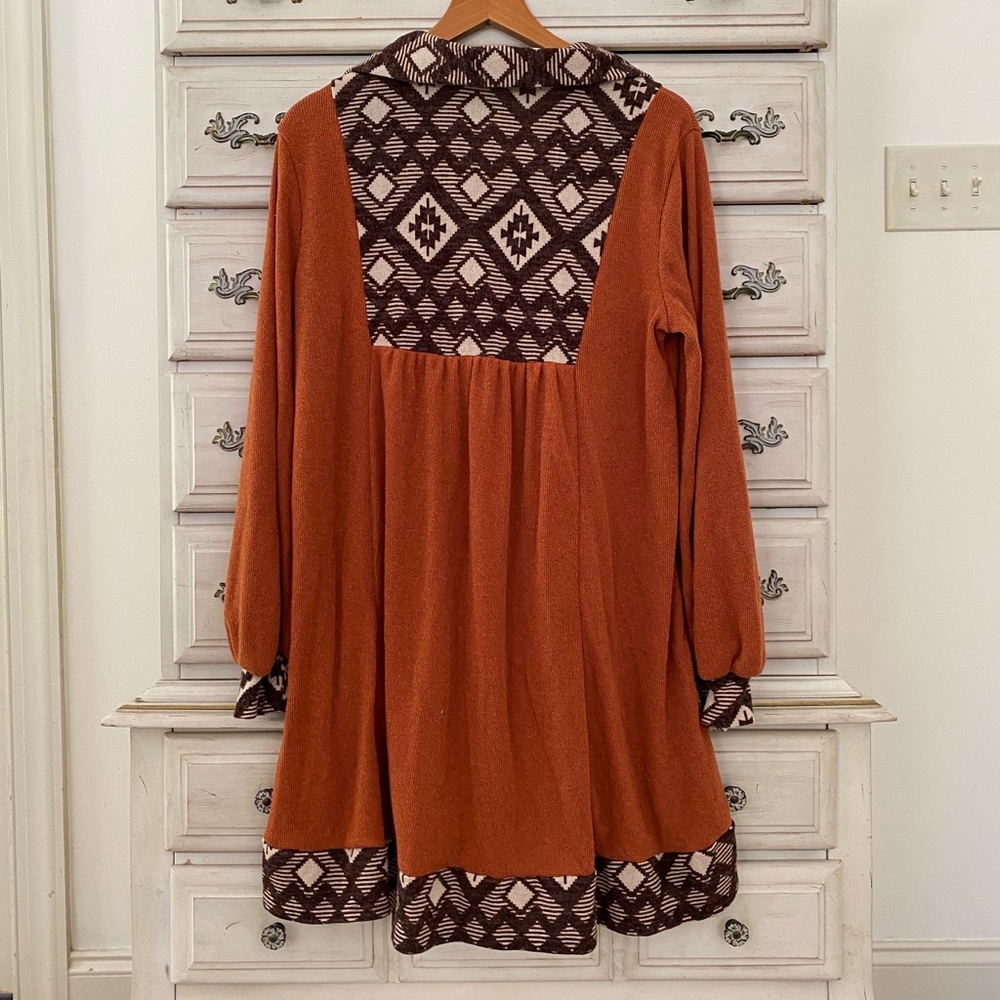 Rust Contrast Sweater Tunic - Picture 2 of 3
